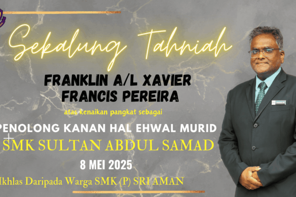 SEKALUNG TAHNIAH DIUCAPKAN KEPADA SIR FRANKLIN A/L XAVIER FRANCIS PEREIRA